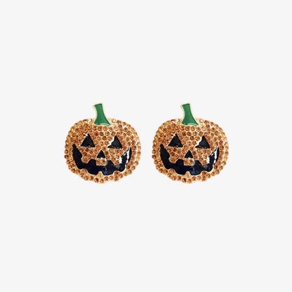 Demon Pumpkin Rhinestone Alloy Earrings